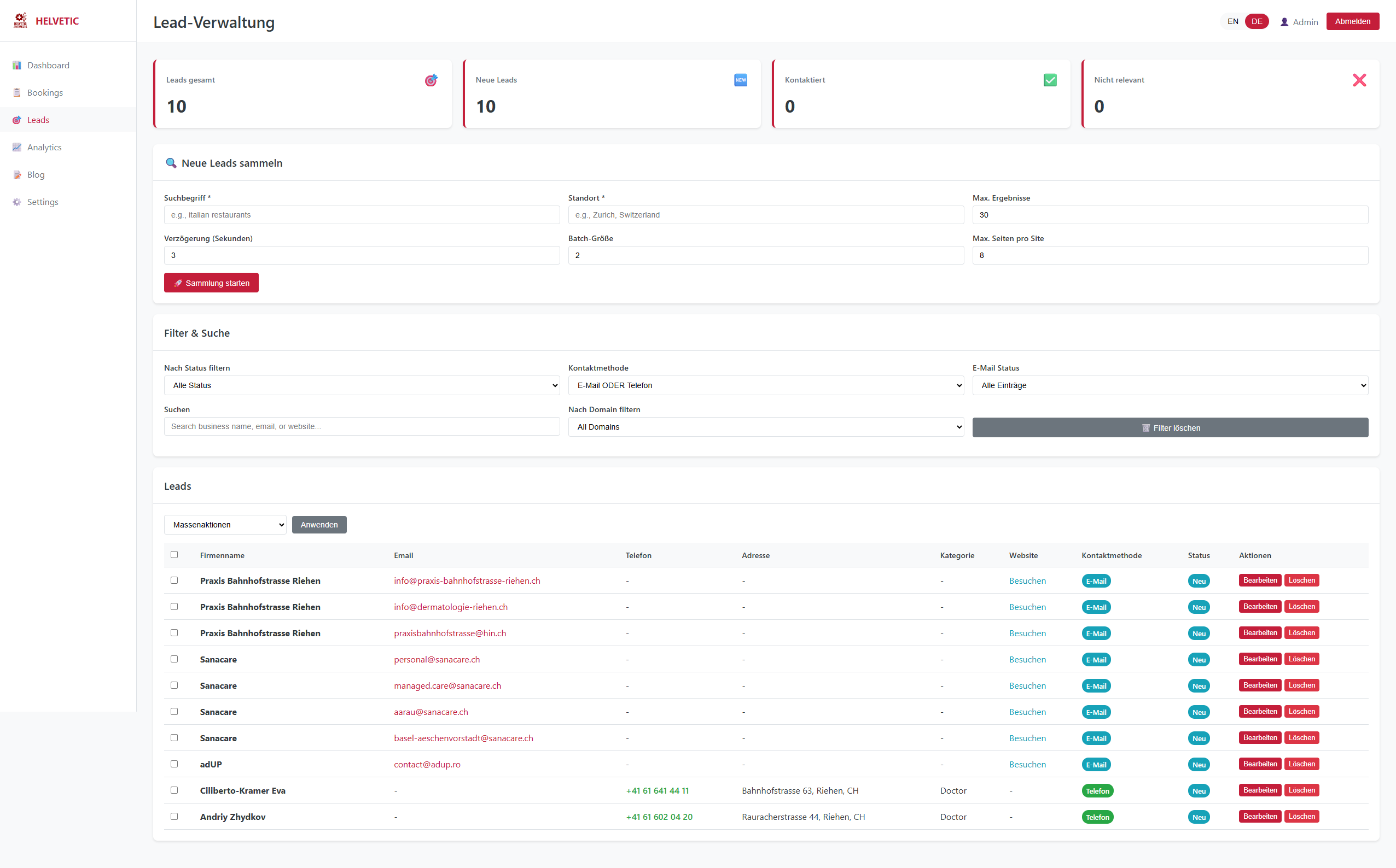 Lead Management Interface