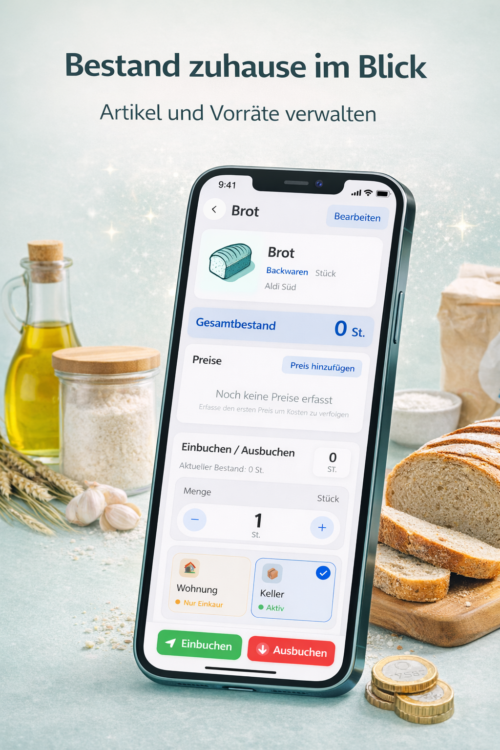 HRP pantry view with stock management for household items